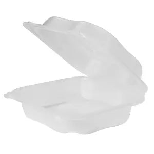 Genpak Clover Large Clear Plastic Hinged Container 8" x 8" x 3" CLX200-CL - 150/Case