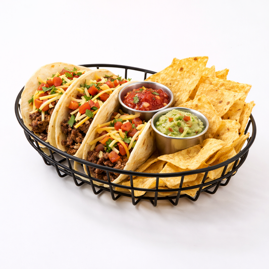 American Metalcraft Inc. Oval Grid Basket Black 6" W GOVB69