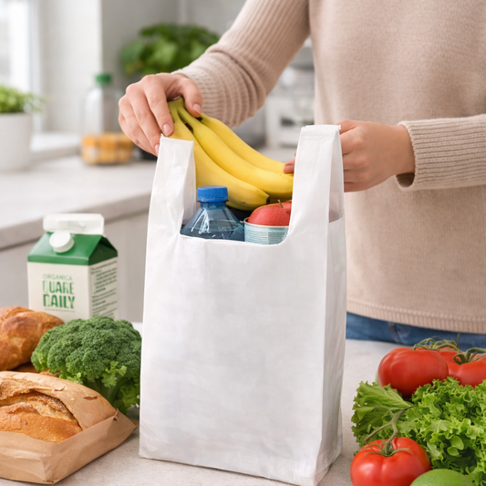 Self Open Plain T-Shirt Plastic Bag White 1/10 Size - 1500/Case