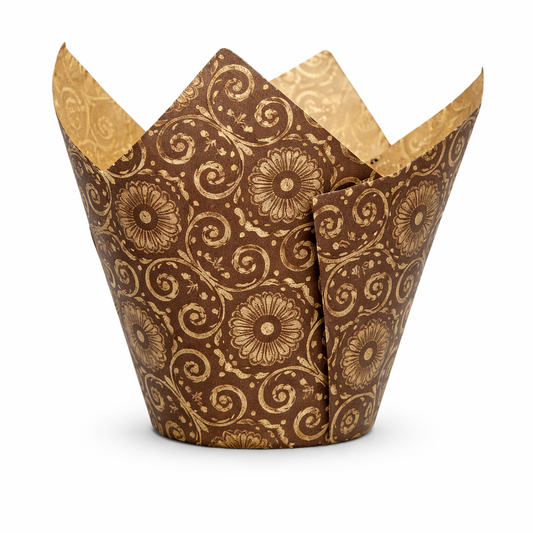 Brown Mariposa Tulip Crown Baking Cup 2" x  3-1/4" - 100/Pack
