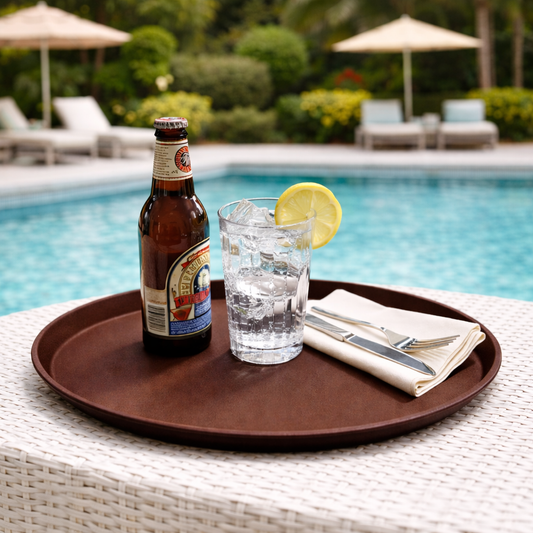 Cambro Camtread Tavern Tan Serving Tray Round 11" 1100CT138