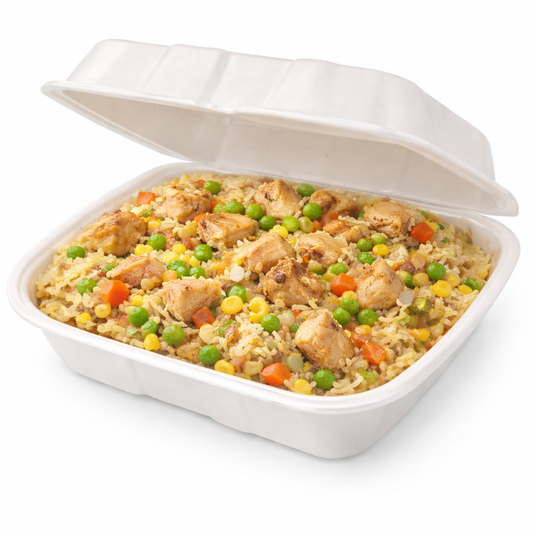 Ecopax Foam Hinged One Compartment Carryout Container White 9" x 9" x 3" RE993S - 200/Case