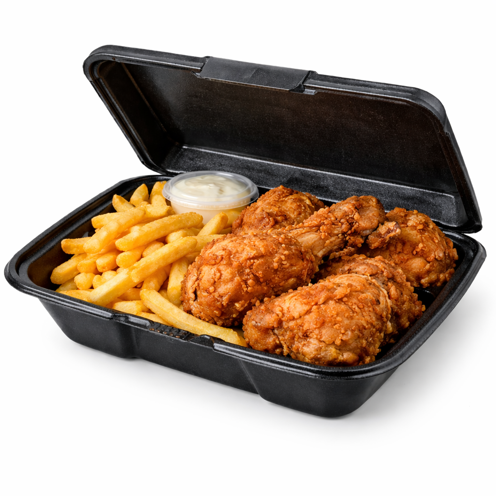 Genpak Foam Hinged Container Black 9" x 6" x 3" 20500-3L - 200/Pack