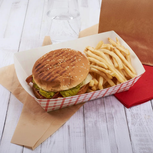 Paper Food Tray Red Plaid 5 lb. - 500/Case