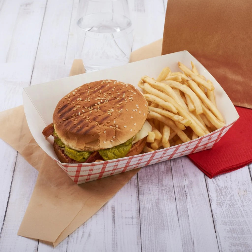 Paper Food Tray Red Plaid 5 lb. - 250/Pack