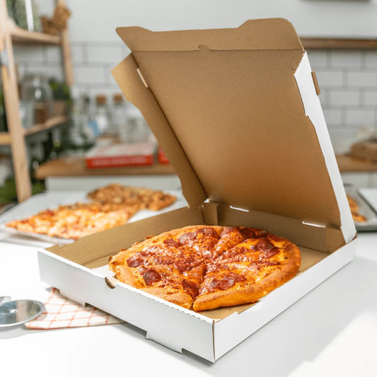 Pizza Box White Printed 14" x 14" x 2" - 50/Case