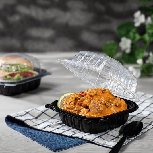 Microwaveable Container Hinged 1 Compartment 6" x 6" x 3" - 200/Case