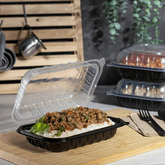 Microwaveable Container Hinged 1 Compartment 9" x 6" x 3" - 100/Case