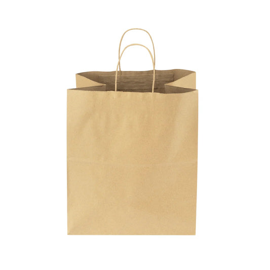 Heavy-Duty Paper Shopping Bag Kraft #65 Basis with Twist Handle 13" x 7" x 17" - 250/Case