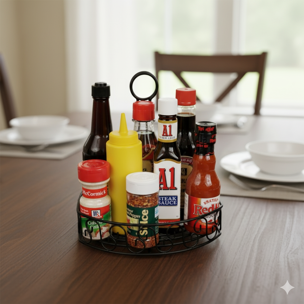 Winco Condiment Caddy Oblong Wire Black 8" x 6" WBKH-6SB