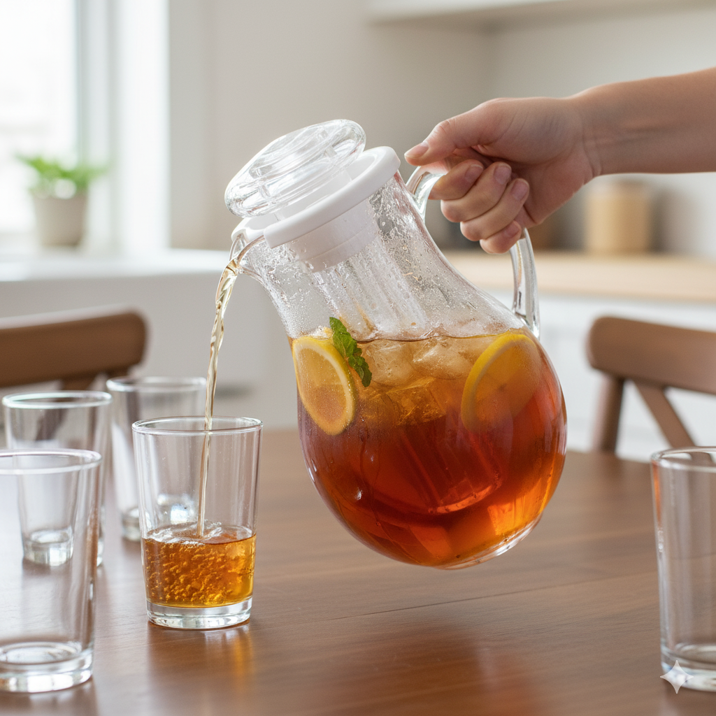 Winco Water Pitcher with Ice Core Polycarbonate 64 oz. WPIT-19