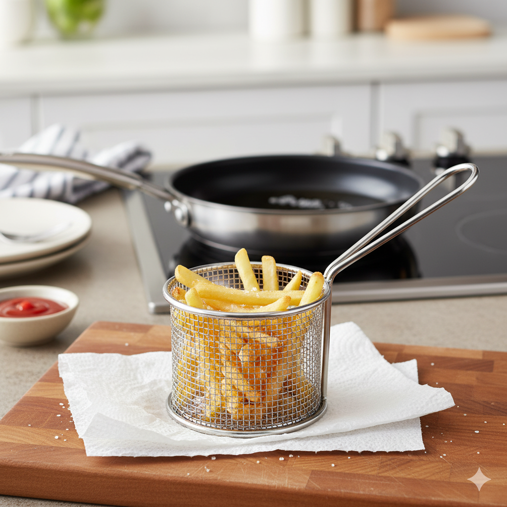 Mini Fry Basket Round 18/8 Stainless Steel 3-3/4" Diameter x 2-7/8" Height