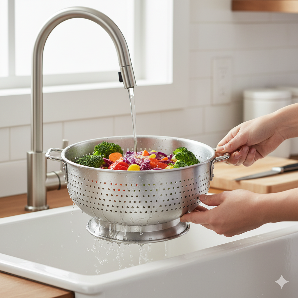 Winco Aluminum Colander w/ Handles Base  8 Qt. ALO-8BH