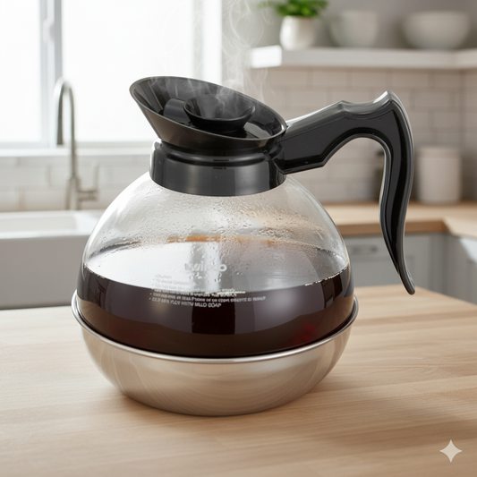 Winco Coffee Decanter Plastic with Stainless Steel Base 64 oz. CD-64K