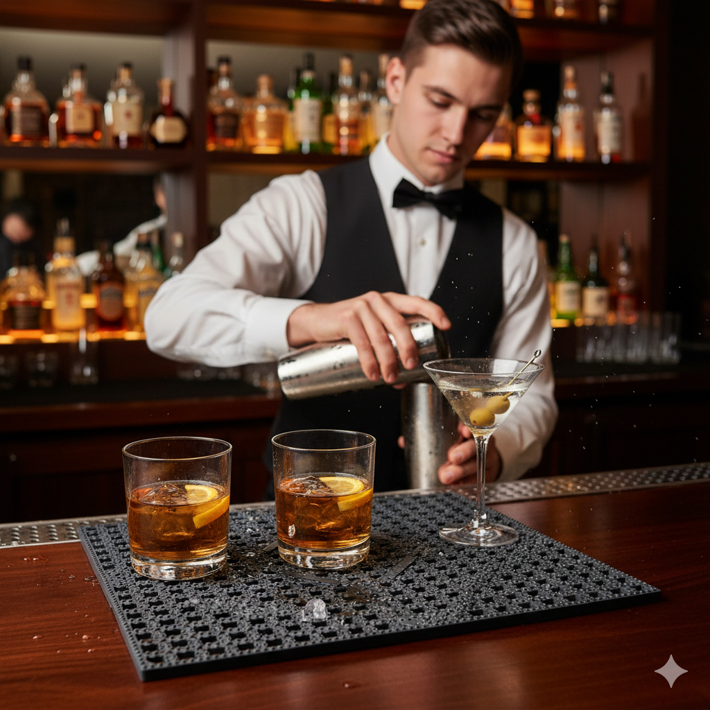 Winco Bar Mat Dark Smoke Plastic 12" x 12" BML-12K