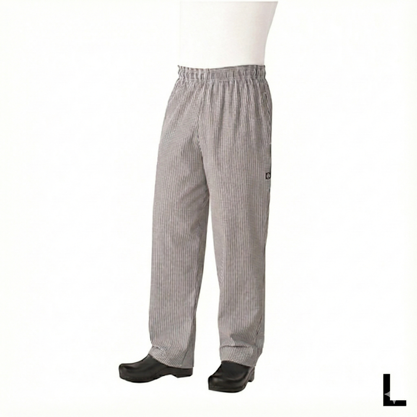 Chef Works Essential Baggy Pants Black & White Check Large NBCP-000-L 745371