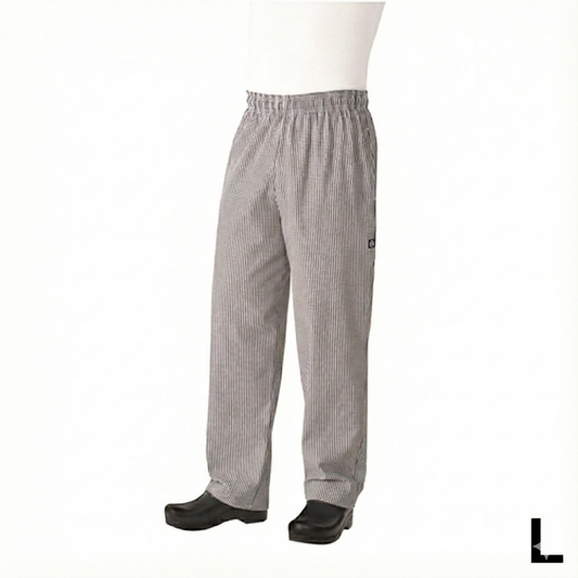 Chef Works Essential Baggy Pants Black & White Check Large NBCP-000-L 745371