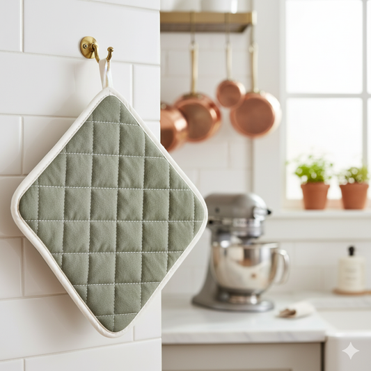 Winco Pot Holder White & Gray Fire Retardant Terry Cloth 8" x 8" PH-8B - 12/Pack