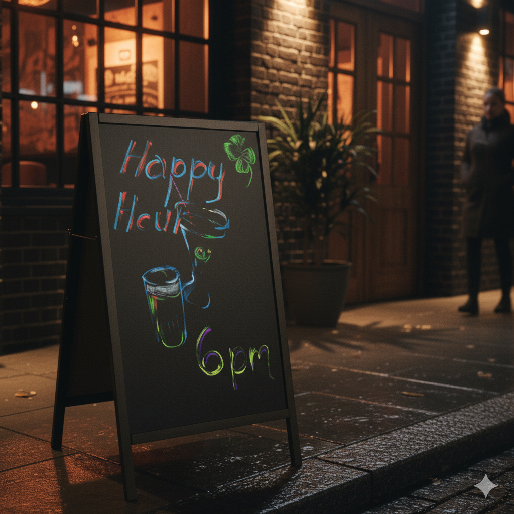 Winco Sidewalk Marker Board Mahogany Finish 26"X 45" w/ 4 Markers MBAF-4