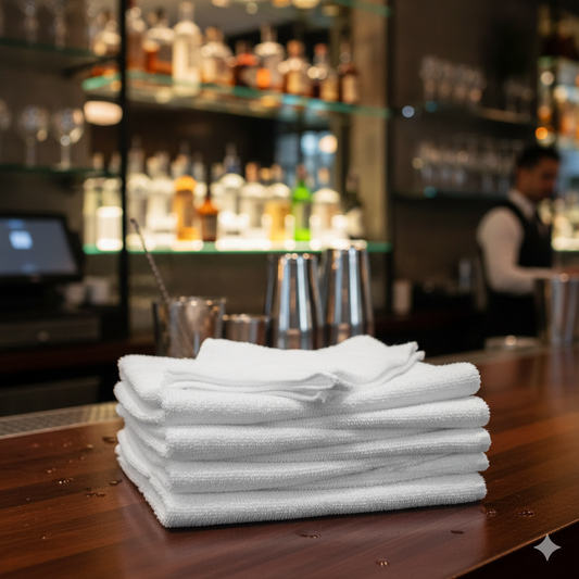 Winco White Bar Towel 16" x 9" BTW-30 - 12/Pack