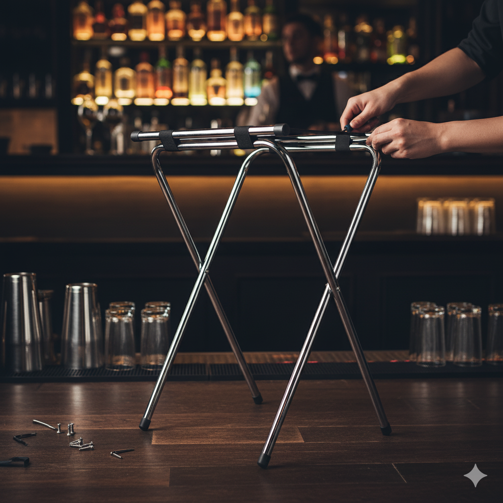 Winco Tray Stand with Bar Chrome Steel 31" TSY-1A