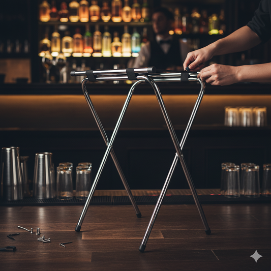 Winco Tray Stand with Bar Chrome Steel 31" TSY-1A