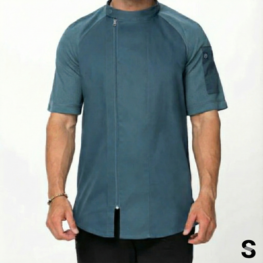 Chef Works Varkala Short Sleeve Chef Coat Teal Small CBZ03-TEA-S