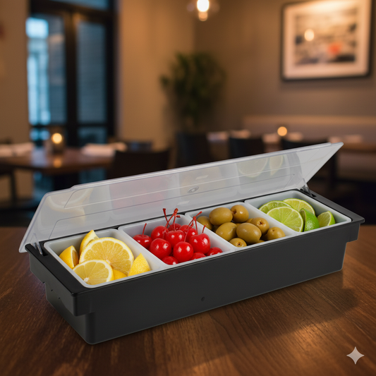 Winco Condiment Dispenser Black 4-Compartment CCH-4