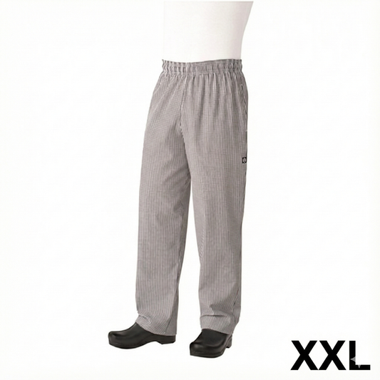 Chef Works Essential Baggy Pants Black & White Check XXL NBCP-000-2XL