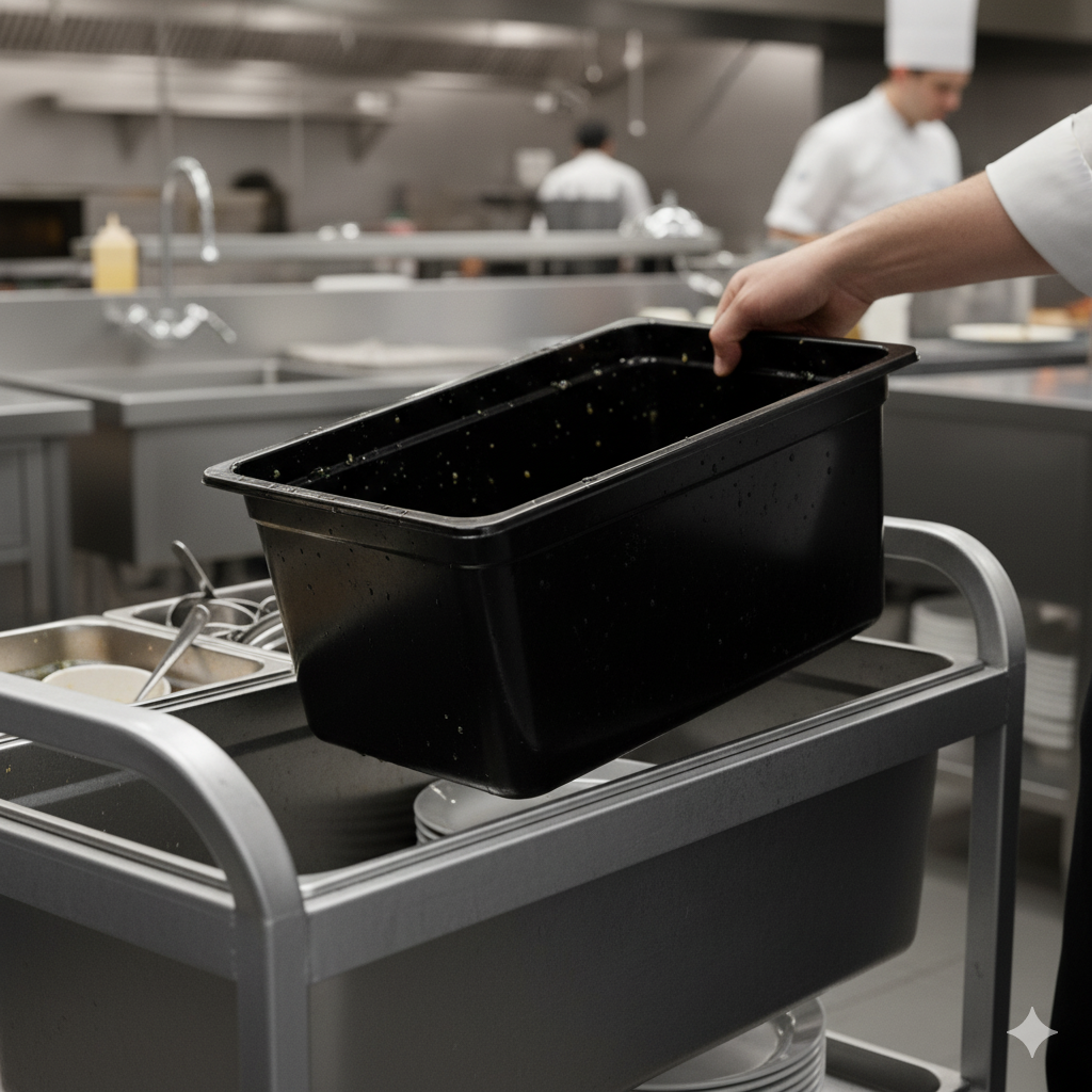 Winco Silverware Bin Black Plastic 13"W x 9"D x 7"H  UC-SB