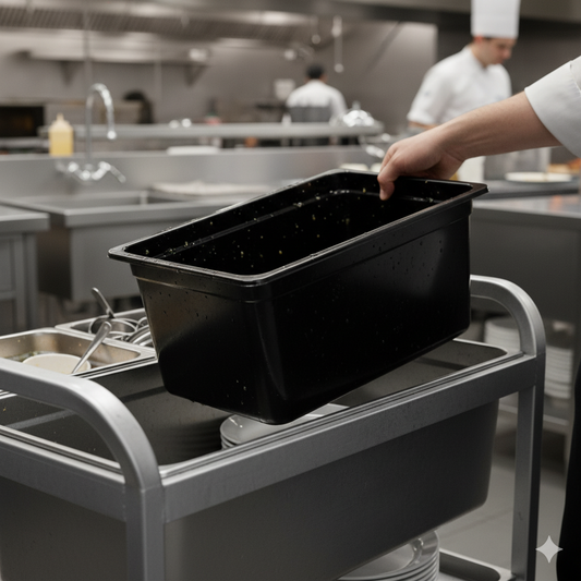 Winco Silverware Bin Black Plastic 13"W x 9"D x 7"H  UC-SB