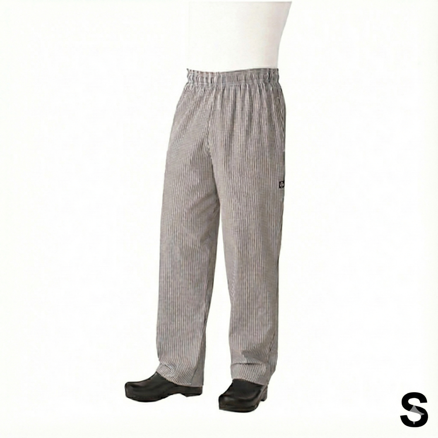 Chef Works Essential Baggy Pants Black & White Check Small NBCP-000-S