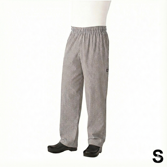 Chef Works Essential Baggy Pants Black & White Check Small NBCP-000-S