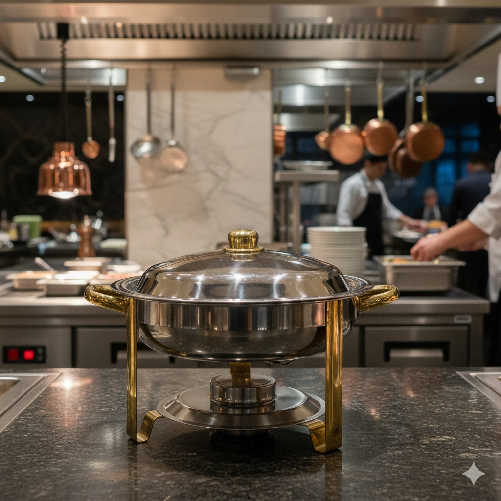 Winco Stainless Steel Malibu Chafer Round 4 Qt. 203