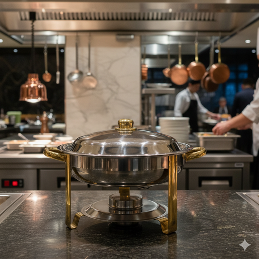 Winco Stainless Steel Malibu Chafer Round 4 Qt. 203