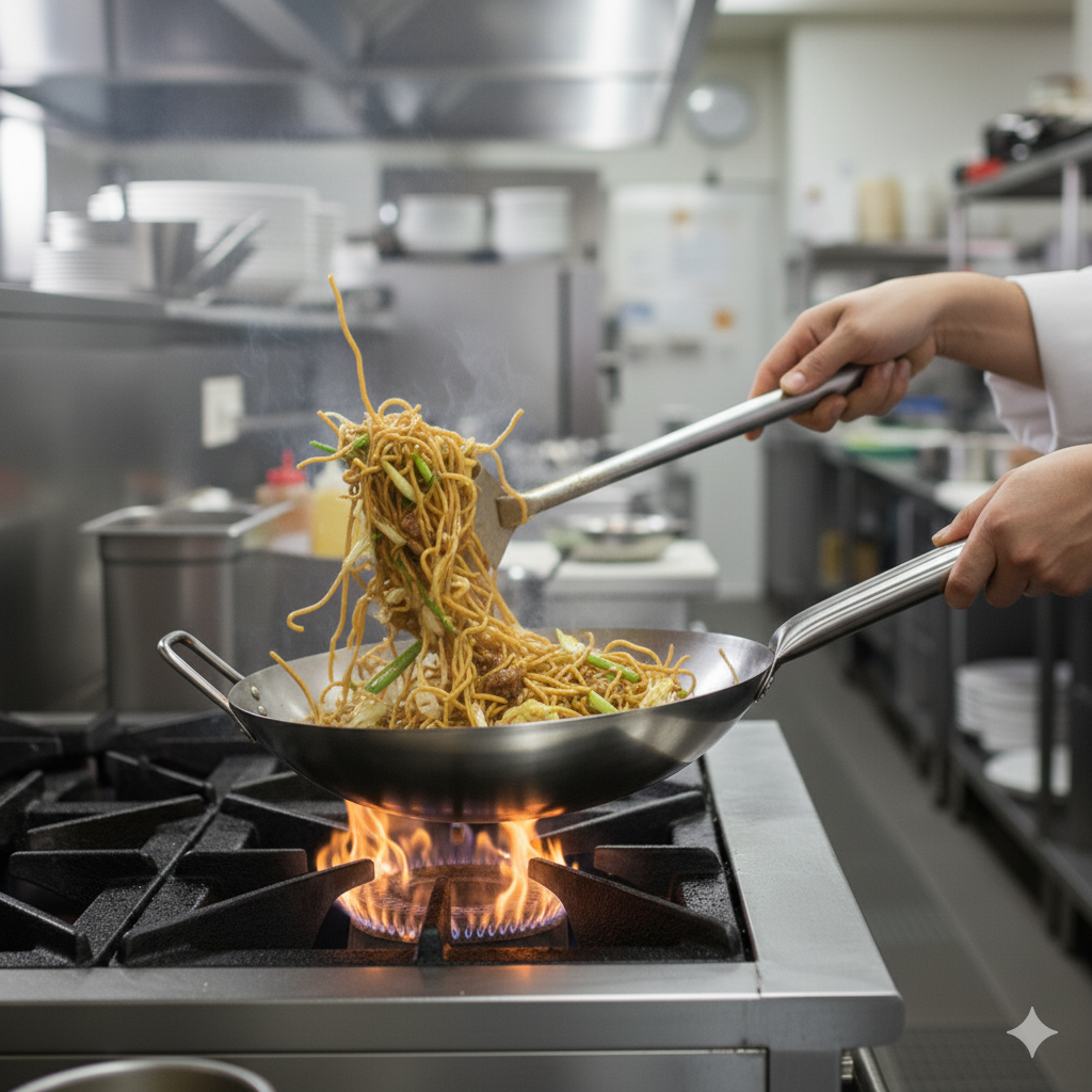 Winco Chinese Wok Stainless Steel Mirror Finish 16" WOK-16W