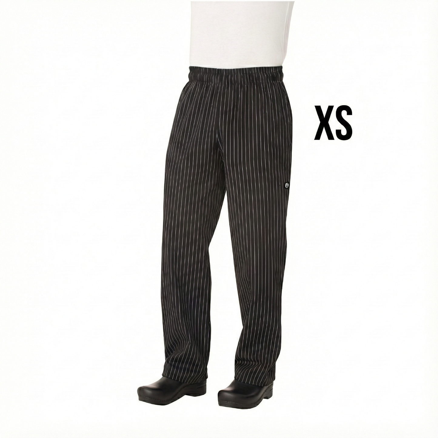 Chef Works Designer Baggy Pants Black w/White Stripes XS PINB000XS