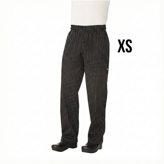 Chef Works Designer Baggy Pants Black w/White Stripes XS PINB000XS