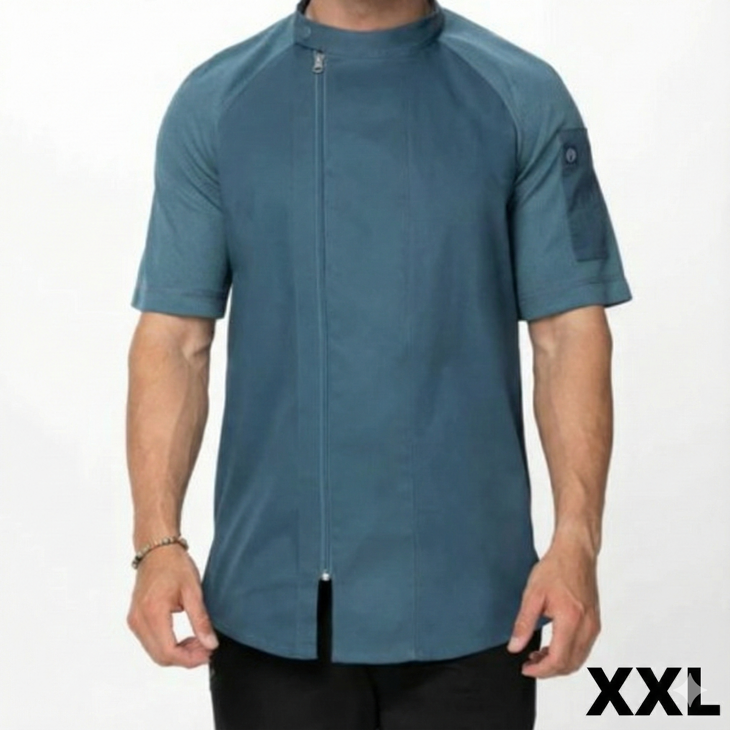 Chef Works Varkala Short Sleeve Chef Coat Teal XXL CBZ03-TEA-2XL