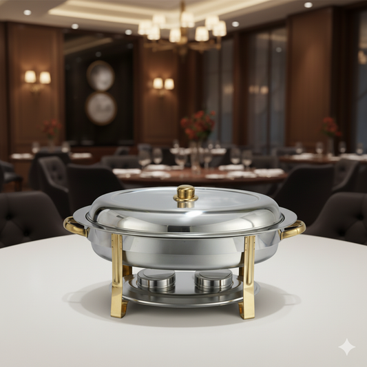 Winco Stainless Steel Malibu Chafer Oval 6 Qt. 202