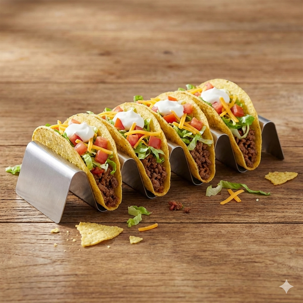 TableCraft Taco Taxi Server Stainless Steel 3-4 Slots TRS34