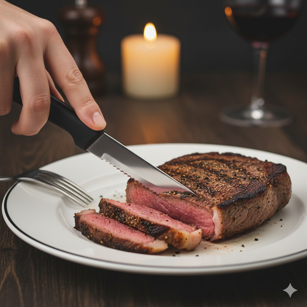 Winco Rounded Tip Steak Knife 5" Stainless Steel Blade with Plastic Handle 8.6" O.A.L. - 12/Pack