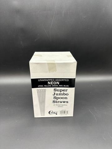 Super Jumbo Unwrapped Neon Spoon Straw 8" - 400/Box