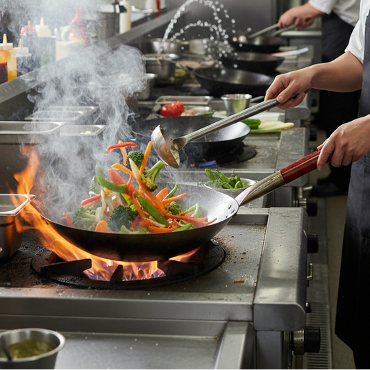 Town Mandarin Wok w/ Wood Handle 14" 34702