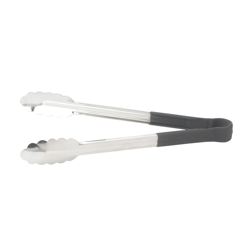 Winco Utility Tongs Stainless Steel with Black Polypropylene Handle 12" UTPH-12K