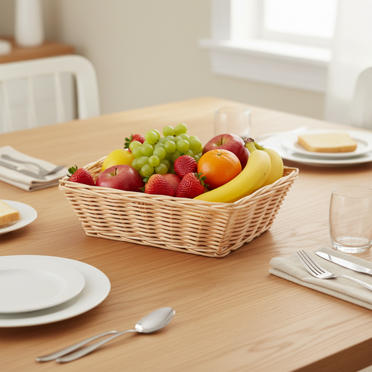 Tablecraft Products Woven Poly Basket Rectangular Tan 9" x 6" 1172W