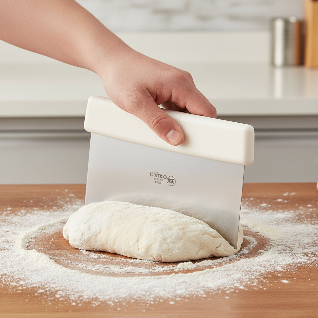 Winco Dough Scraper White Plastic Handle 6" x 3" DSC-2W