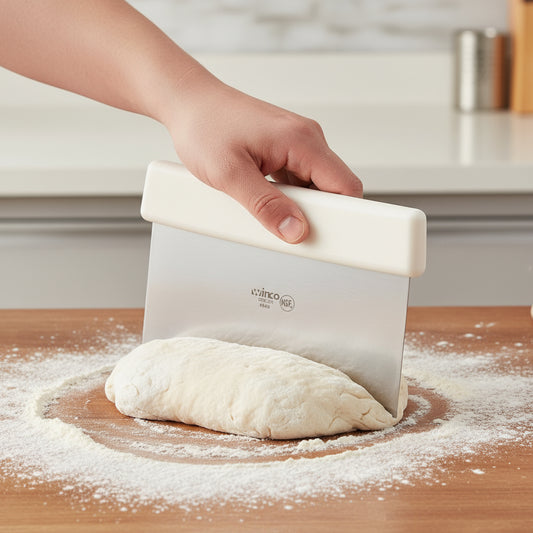 Winco Dough Scraper White Plastic Handle 6" x 3" DSC-2W