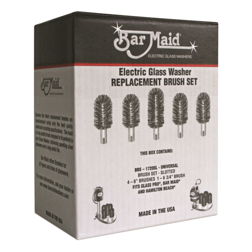 Winco Bar Maid Glass Washer Universal Slotted Brush Set BRS-1720SL