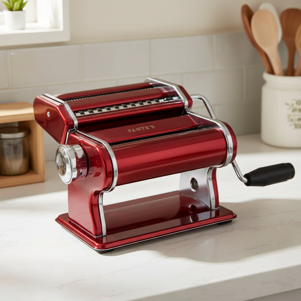 Harold Import Company Fantes Pasta Machine with Double Pasta Cutter Red 12000RD